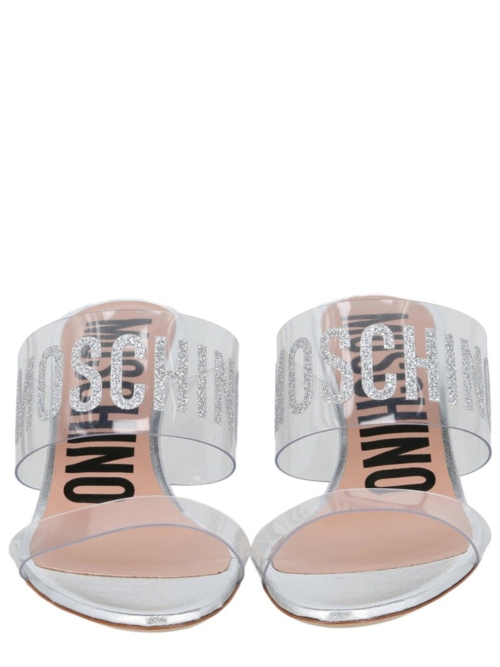 Moschino Glitter Logo Heel Sandals